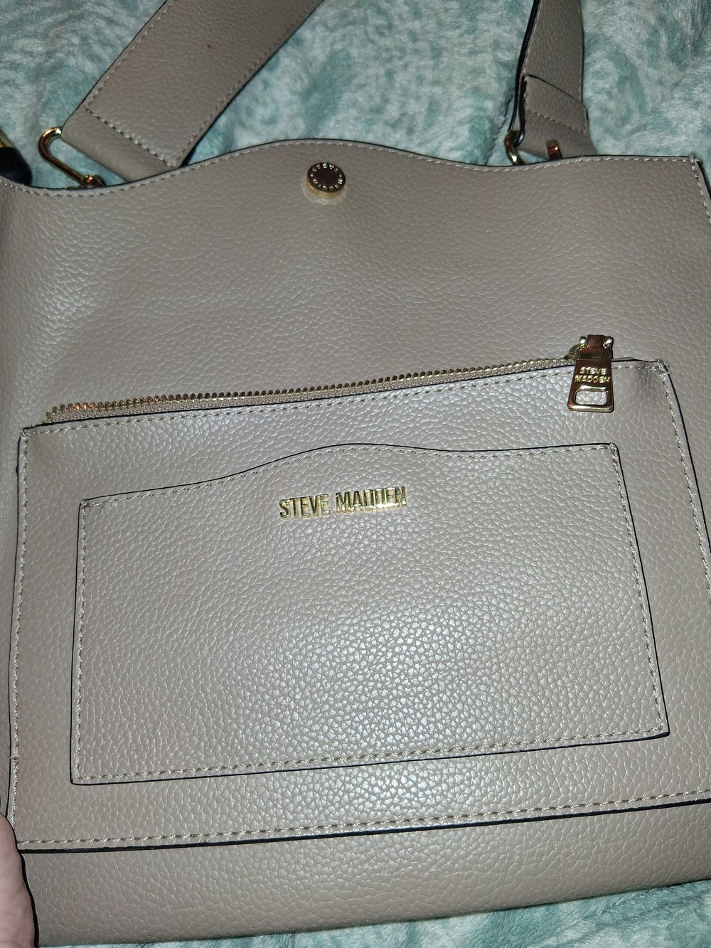 Steve Madden Taupe Pebbled Leather Tote Bag - Picture 2 of 4